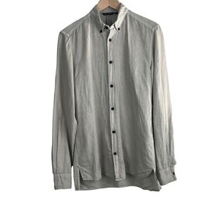 Antony Morato Mens Linen Cotton Button Down Shirt‎ Grey XS Coastal Resort
